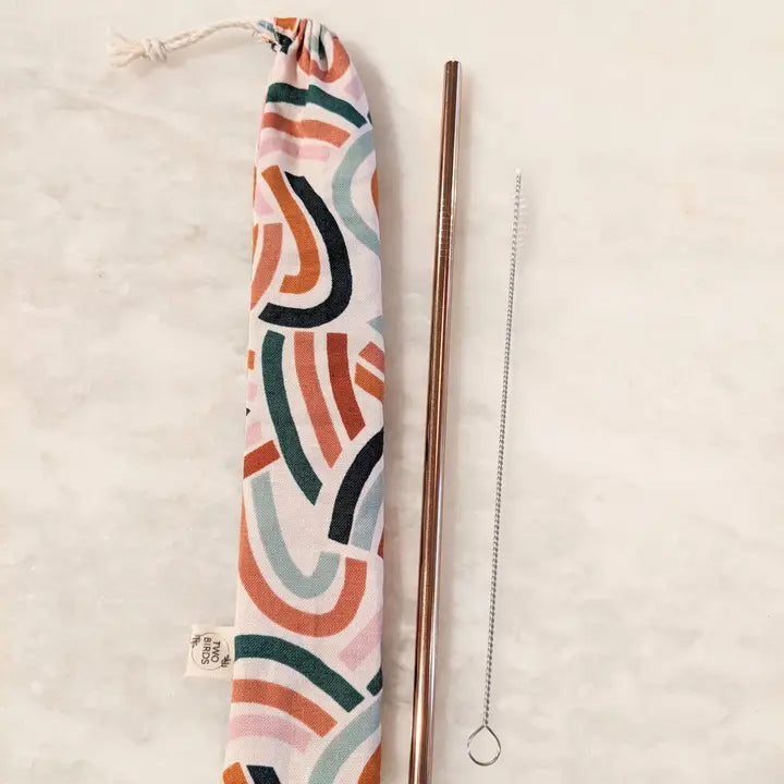 Two Birds Eco Shop Reusable Straw Kit with Travel Pouch