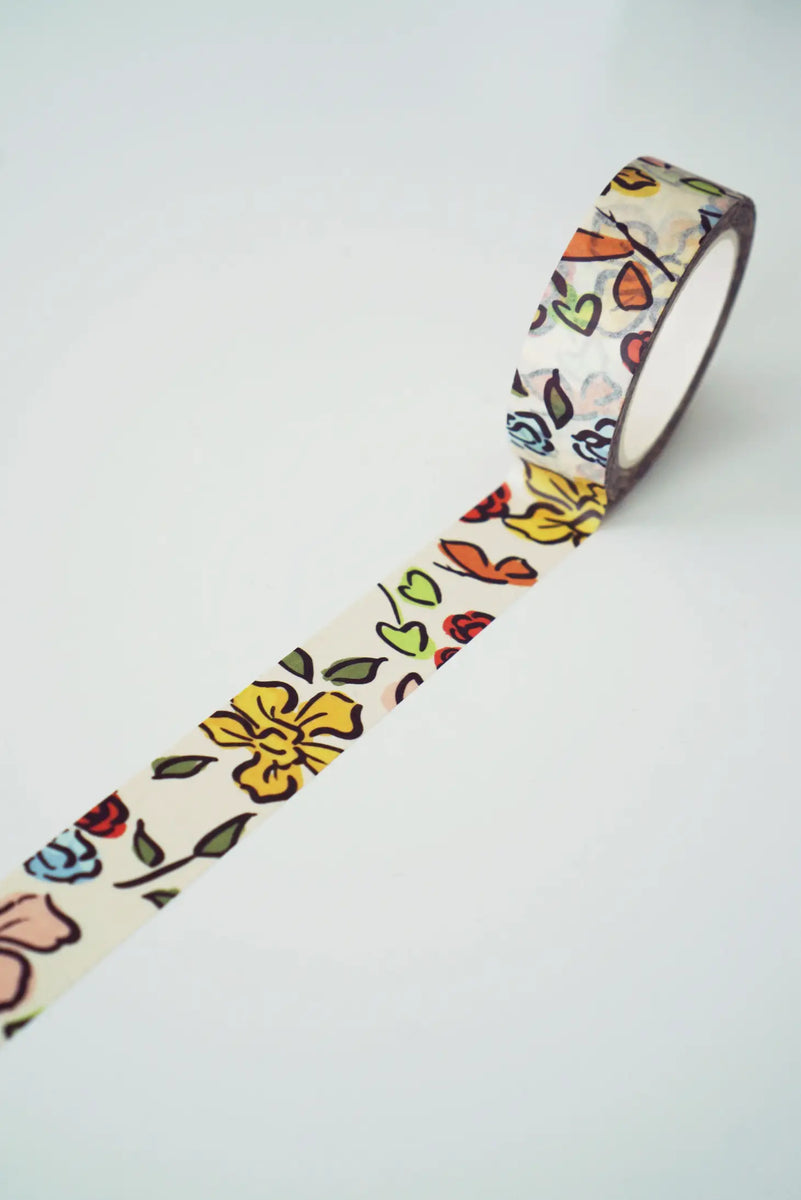Ginably Cream Floral Illustration Washi Tape Awayday