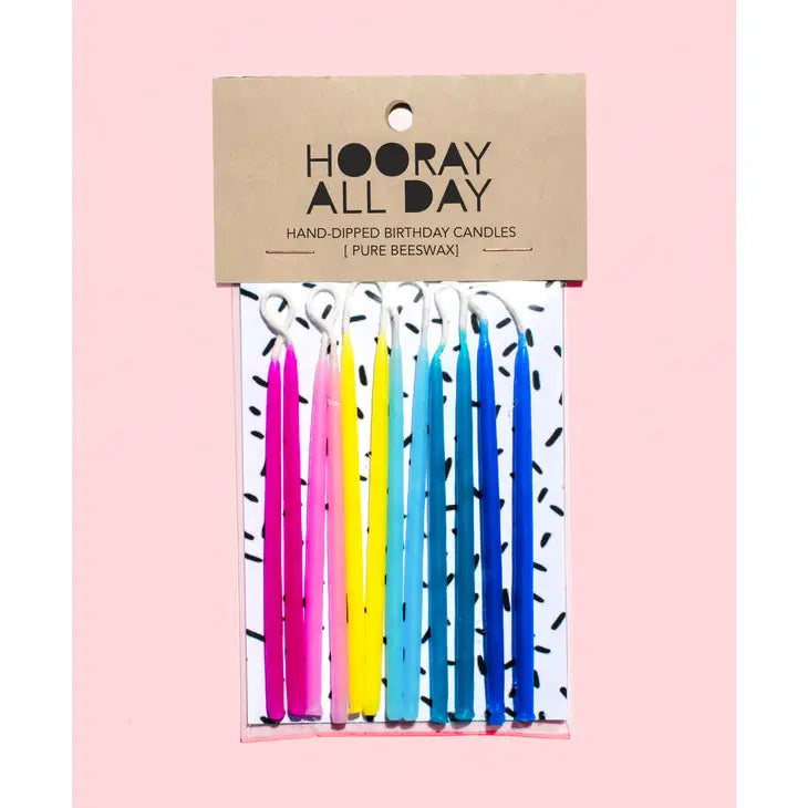 Hooray All Day 100% Beeswax Hand-Dipped Birthday Candles