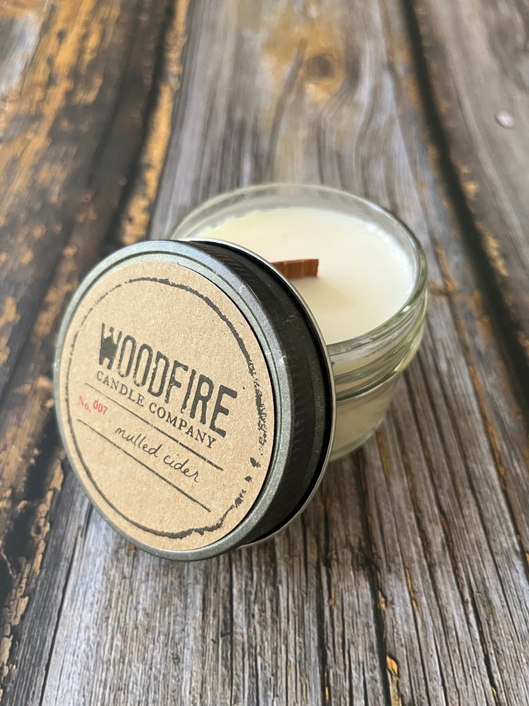 Woodfire Candle Company Jelly Jar Wood Wick Soy Candle -- Mulled Cider