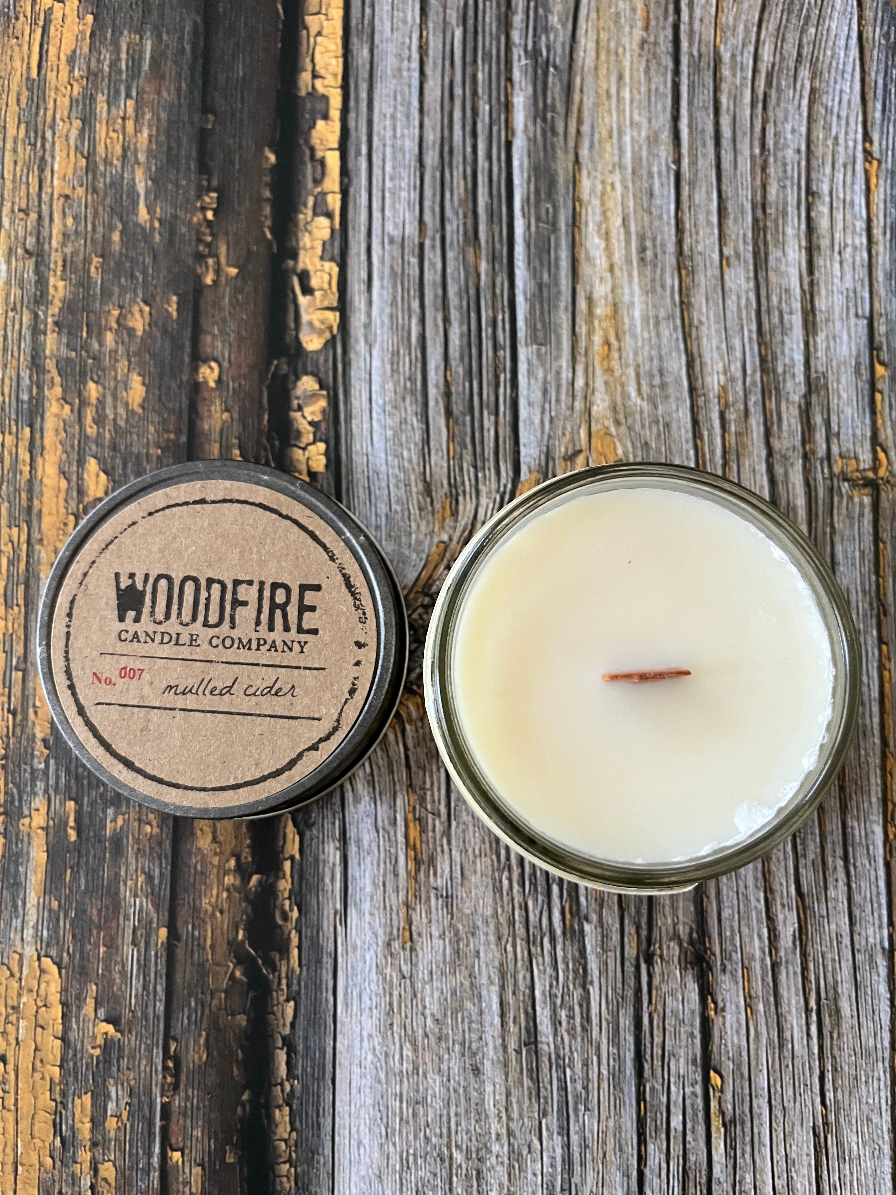 Woodfire Candle Company Jelly Jar Wood Wick Soy Candle -- Mulled Cider