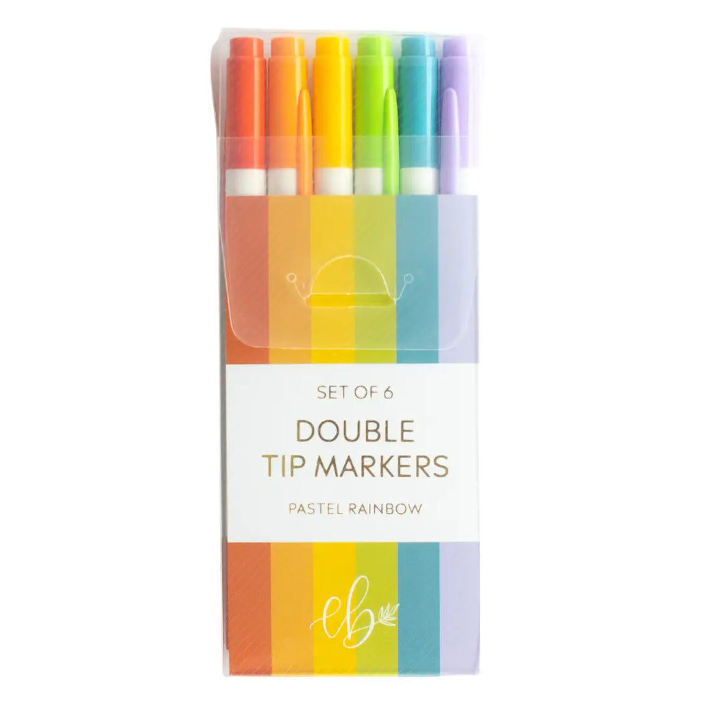 Pastel Rainbow Double Tip Markers (Set of 6)