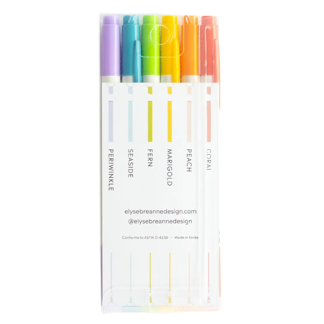 Pastel Rainbow Double Tip Markers (Set of 6)