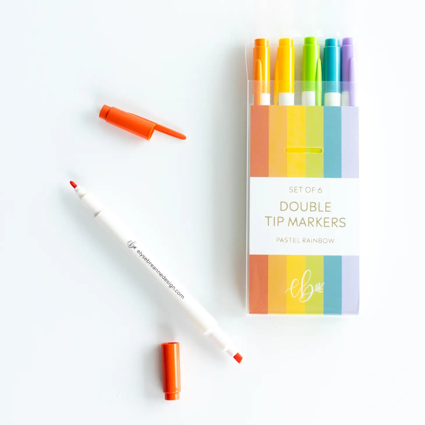 Pastel Rainbow Double Tip Markers (Set of 6)