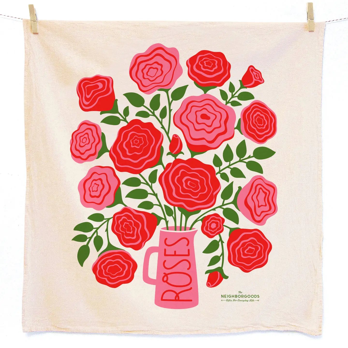 The Neighborgoods Roses Dish Towel